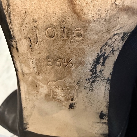 Joie womens 6-6.5 euro 36.5 black soft leather cone heel almond toe midcalf boot - Picture 7 of 9